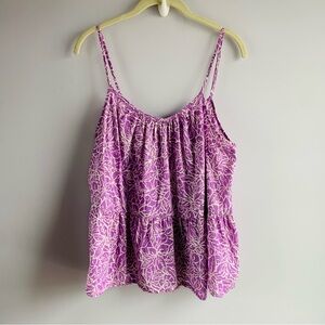 Gap Peplum Cami Floral Lilac Lavender Spaghetti Strap Summer Ruffle Medium